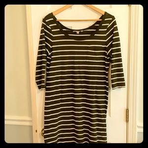 Banana Republic Army Green Striped Pocket Dress